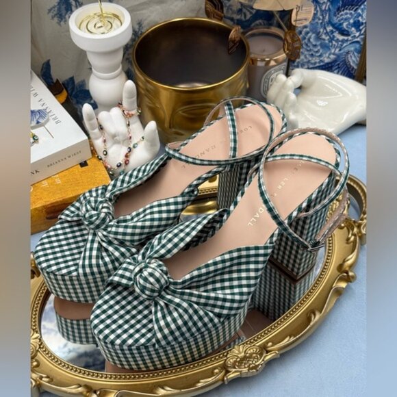 🆕 LOEFFLER RANDALL 🧿 NWOB Roz Platform Sandal, Mint Green Gingham - Sz US 7 - Picture 11 of 14